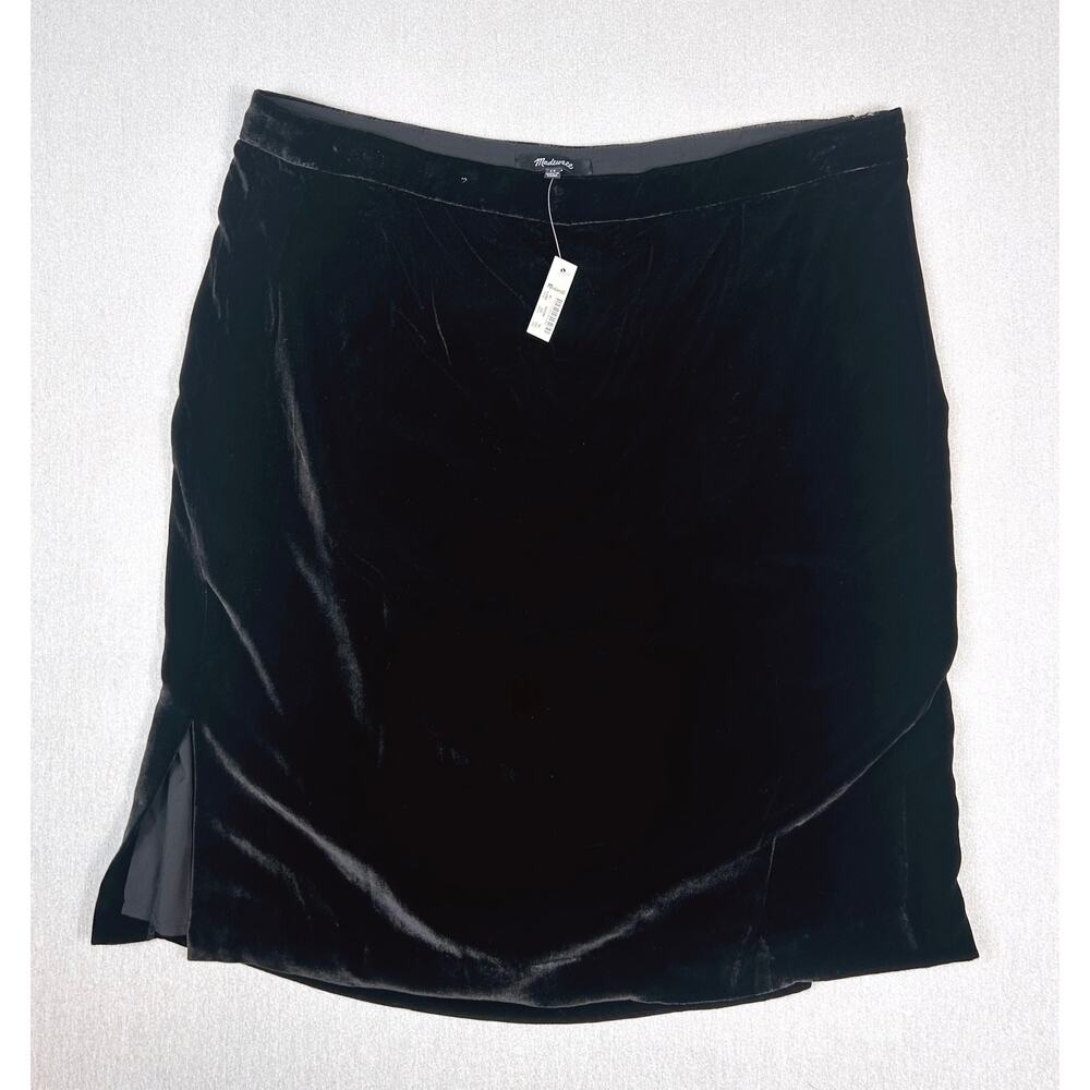 Madewell Black Velvet Mini Skirt